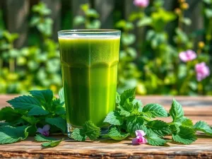 Drewniana miska z czosnkiem, cebulą i szparagami na kuchennym stole, ilustrująca naturalne źródła prebiotyków.